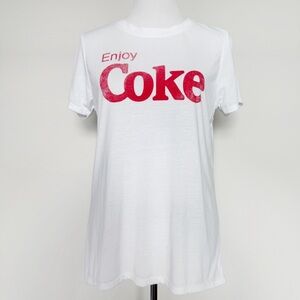 Enjoy Coke Shirt Womens Size XL Coca Cola Diet Coke White Red Short Sleeve